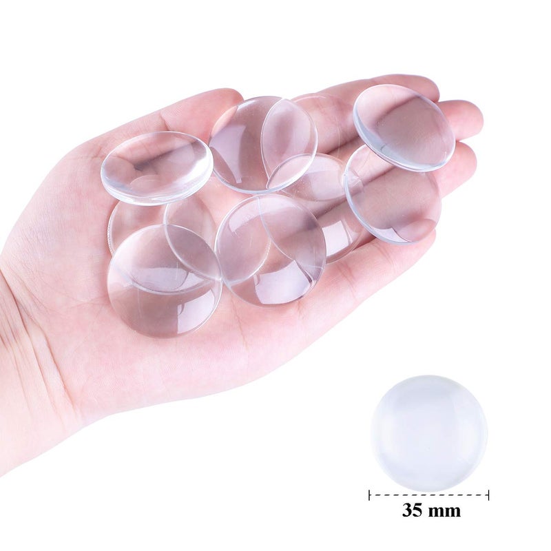 HAUTOCO 27pcs 35mm Clear Glass Cabochons 1 3/8" Inch Glass Dome Cabochon Tiles, Non-calibrated Round for DIY Cameo Photo Jewelry Making - Image 2
